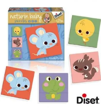 Produit 4 Puzzles Naturin Baby : Souris, Ecureuil, Poussin et Grenouille Image